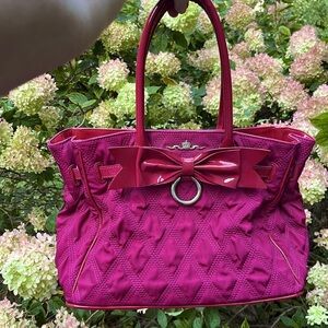 My Flat In London Brighton Miss Bond bow bag quilted handbag satchel EUC
